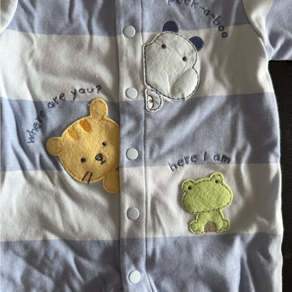 Vintage Carter's Blue and White Footed One Piece with Built-in Feet - Picture 3 of 5